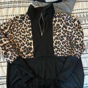 Cheetah half zip hoodie